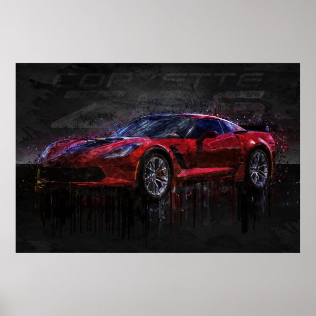 Póster Corvette rojo y negro Z06 (Frente)