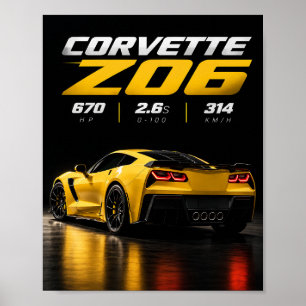 Póster Corvette Z06 Auto Deportivo Amarillo – Rendimiento