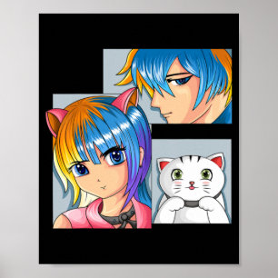 Póster Cosas de Anime Chica Cat Otaku Anime Merch Kawaii