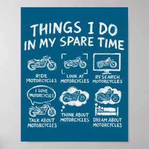 Póster Cosas de motociclista de tiempo libre