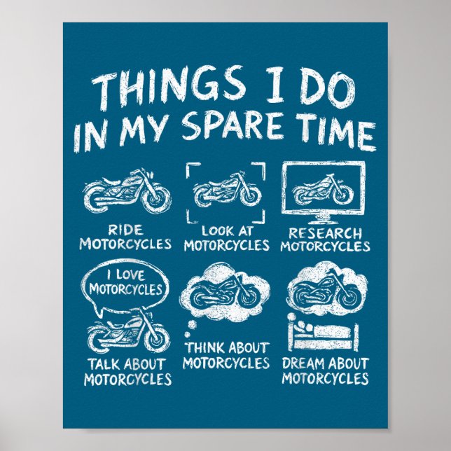 Póster Cosas de motociclista de tiempo libre (Frente)