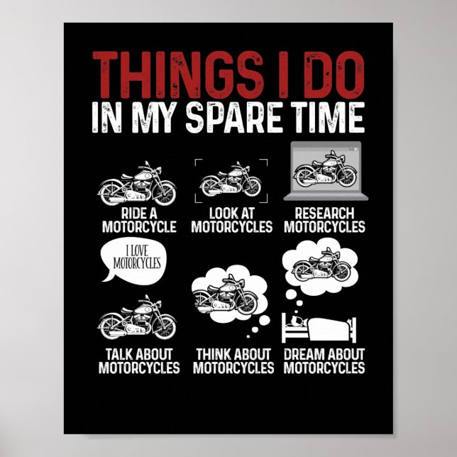 Póster Cosas De Motociclista Que Hago En Mi Repuesto (Frente)