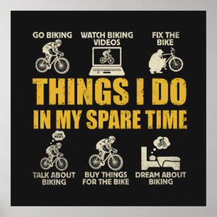 Póster Cosas Divertidas de Ciclismo que Hago en Mi Tiempo