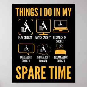 Póster Cosas Divertidas de Cricket para Hacer en Mi Tiemp