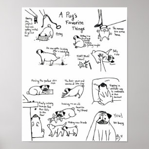 Póster Cosas favoritas de un pug