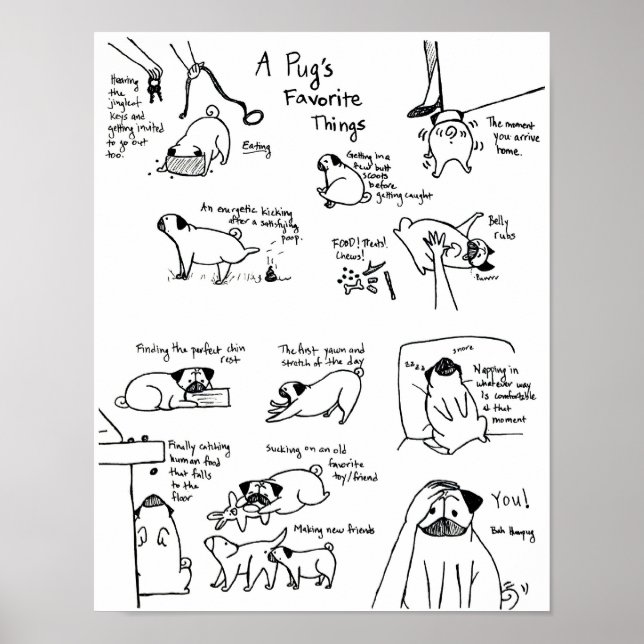 Póster Cosas favoritas de un pug (Frente)