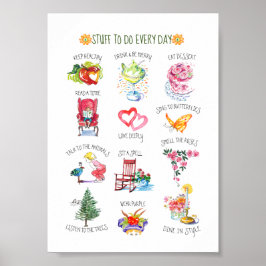 Póster Cosas Ilustradas Encantadoras Que Hacer Todos Los 