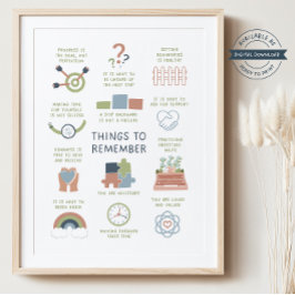 Póster Cosas para recordar afirmaciones Poster de autocui