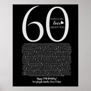 Póster cosas que amamos de ti 90,80 70, 60, 50, cartel