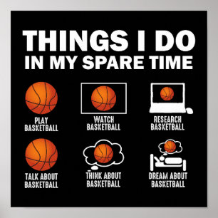 Póster Cosas Que Hago En Mi Básquetbol De Tiempo Libre