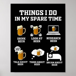Póster Cosas que hago en mi tiempo libre Cerveza divertid