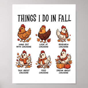 Póster Cosas que hago en otoño Pollo Otoño Granja Chicas 