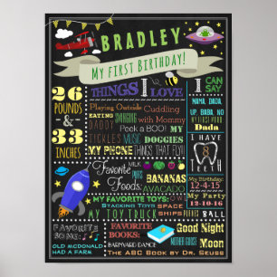 Póster Cosas que vuelan niños primer Poster de cumpleaños