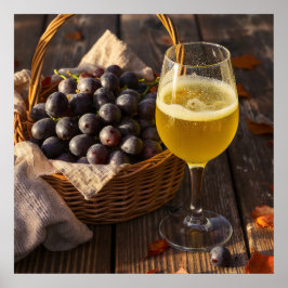 Póster Cosecha alemana: Uvas en cesta con Federweißer