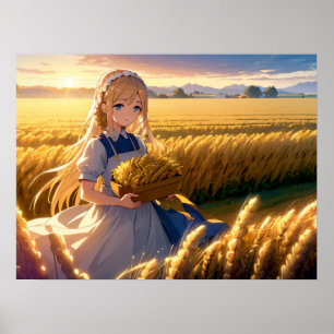 Póster Cosecha de la mañana: Campos de anime