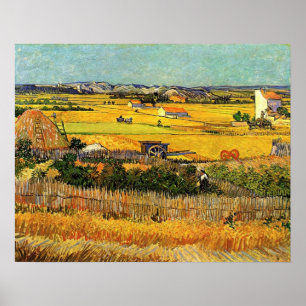 Póster Cosecha en La Crau, con Montmajour...