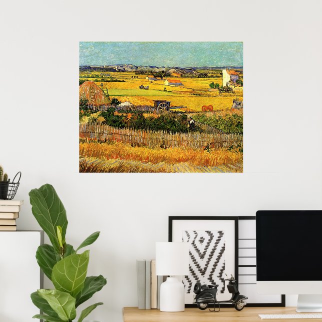 Póster Cosecha en La Crau, Montmajour por Vincent van Gog (Oficina en casa)
