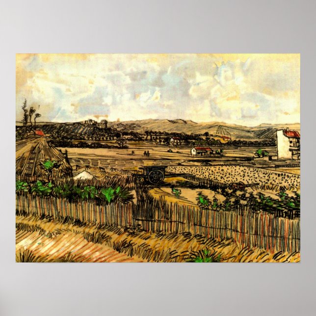 Póster Cosecha en Provenza en Montmajour por Vincent van  (Frente)