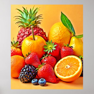 Póster Cosecha Fresca: Diseño de Cosecha de Frutas Vibran