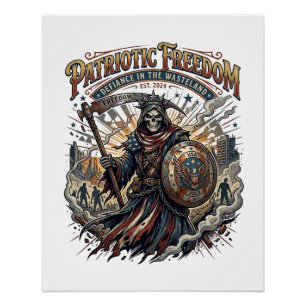 Póster Cosechadora Zombie Apocalíptica Patriótica de la L
