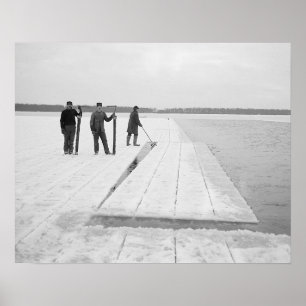 Póster Cosechando bloques de hielo, 1906. Foto de cosecha