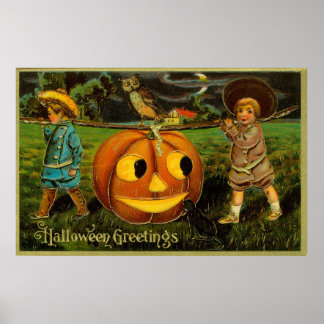 Póster Cosechando Calabaza para Jack-o-Lantern de Hallowe