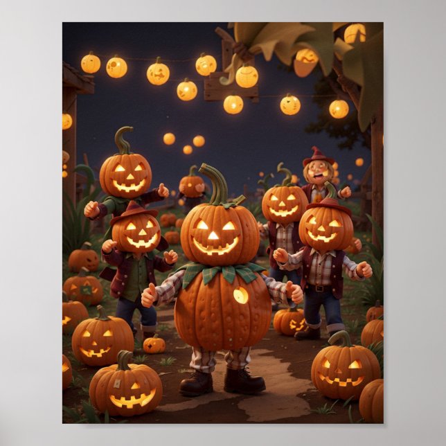 Póster "Cosechando Halloween: Poster de calabaza" (Frente)