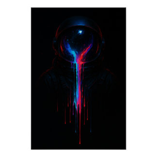 Póster Cosmic Astronaut Drip – Neon Space Art Print