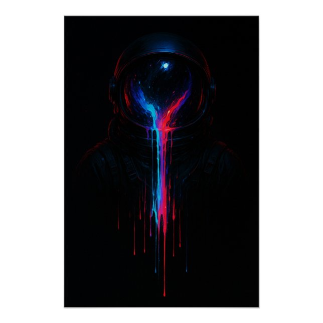 Póster Cosmic Astronaut Drip – Neon Space Art Print (Anverso)