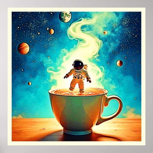 Póster Cosmic Brew: Astronaut's Coffee Dream (Frente)