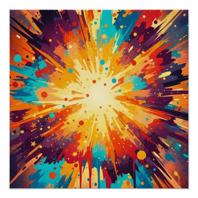 Póster Cosmic Burst Abstract Splatter Art (Anverso)