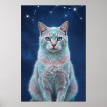 Cosmic Cat Constellation Galaxy Art Poster