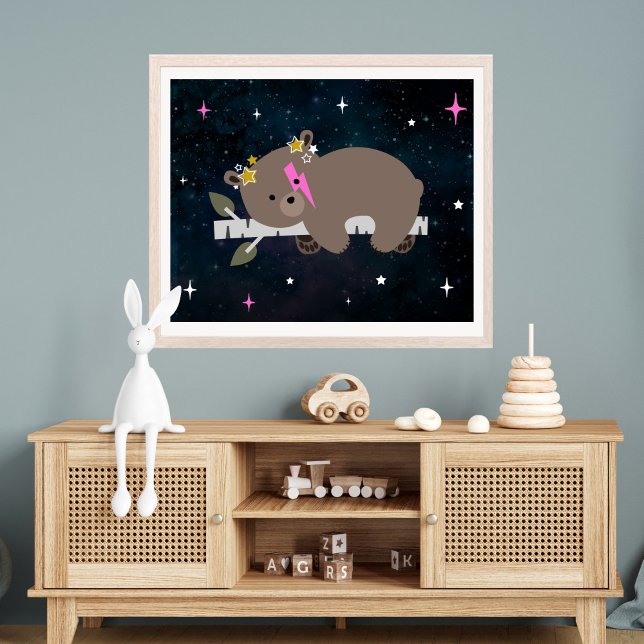 Póster Cosmic Cub Sleepy Wild One Pink Chica Nursery (Subido por el creador)