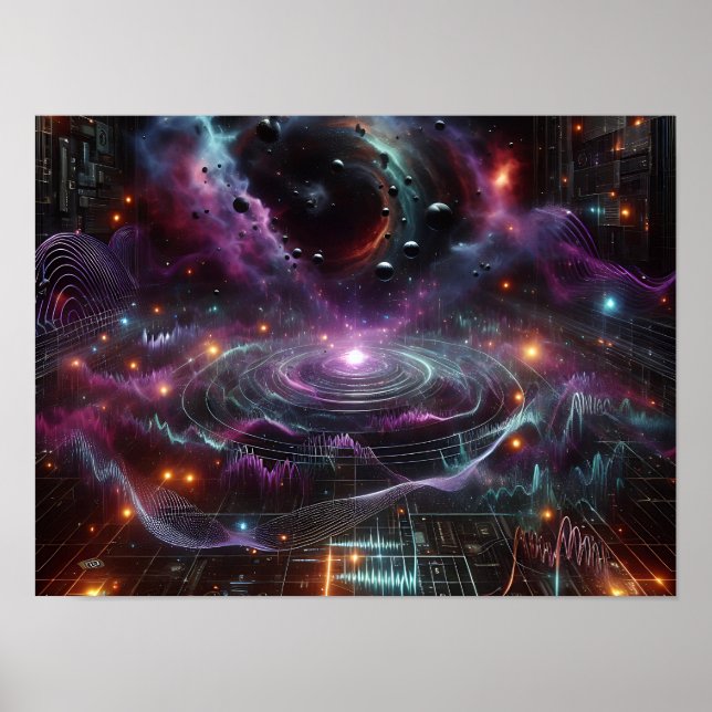Póster Cosmic Energy Waves And Pulses Sci-fi Space Poster (Frente)