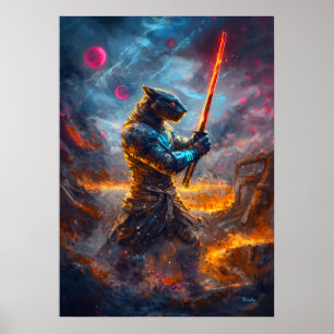 Póster Cosmic Panther Samurai – Maestro de la Hoja Celest