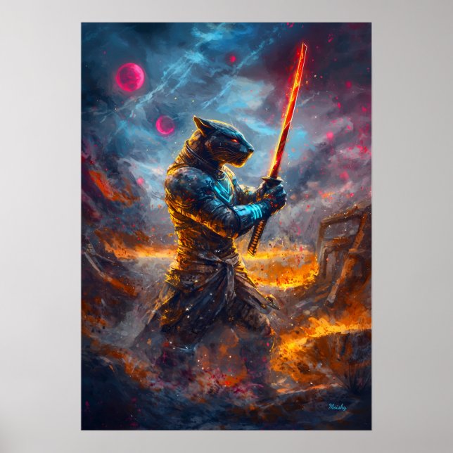 Póster Cosmic Panther Samurai – Maestro de la Hoja Celest (Frente)