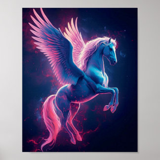 Póster Cosmic Pegasus Wall Art – Neon Blue