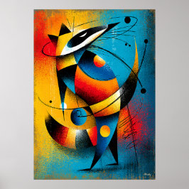 Póster Cosmic Raccoon – Modern Abstract Geometric Wall Ar
