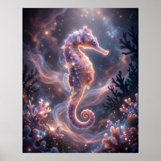 Póster Cosmic Seahorse Nebula Reef (Frente)