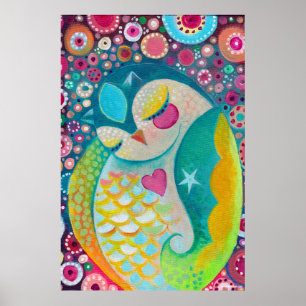 Póster Cosmic Slumber - Sleepy Owl Art Poster