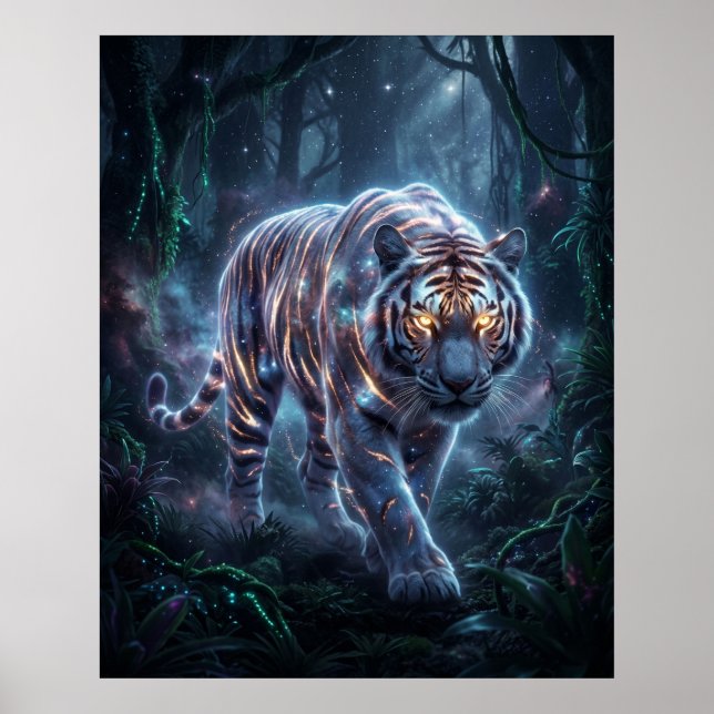Póster Cosmic Tiger Nebula Jungle (Frente)