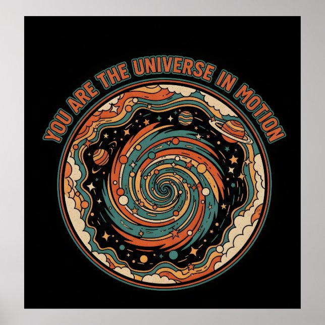 Póster Cosmic Universe In Motion - Retro Aesthetic Spirit (Frente)