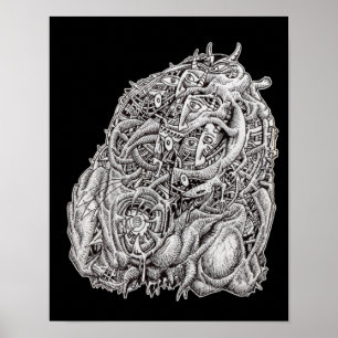 Póster Cosmographic head, by Brian Benson, black