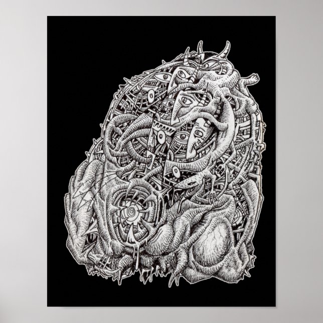 Póster Cosmographic head, by Brian Benson, black (Frente)