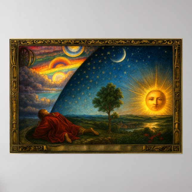 Póster Cosmos Celeste Derivado del Grabado de Flammarion (Frente)