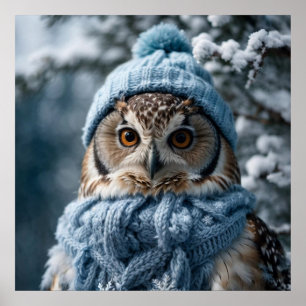 Póster Cosmoso y caprichoso invierno Wonderland Owl