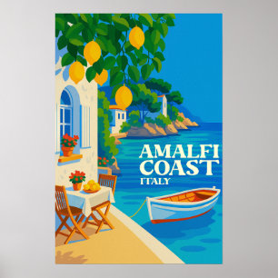 Póster Costa Amalfitana Italia Colorido Viaje Vintage
