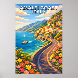 Póster Costa Amalfitana Italia Riviera Vintage Viajes
