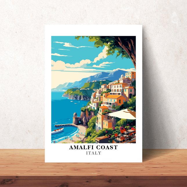 Póster Costa Amalfitana Italia Viaje Retro (Amalfi Coast Italy Travel Retro Poster
)
