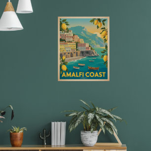 Póster Costa Amalfitana Italia Viajes Antiguos